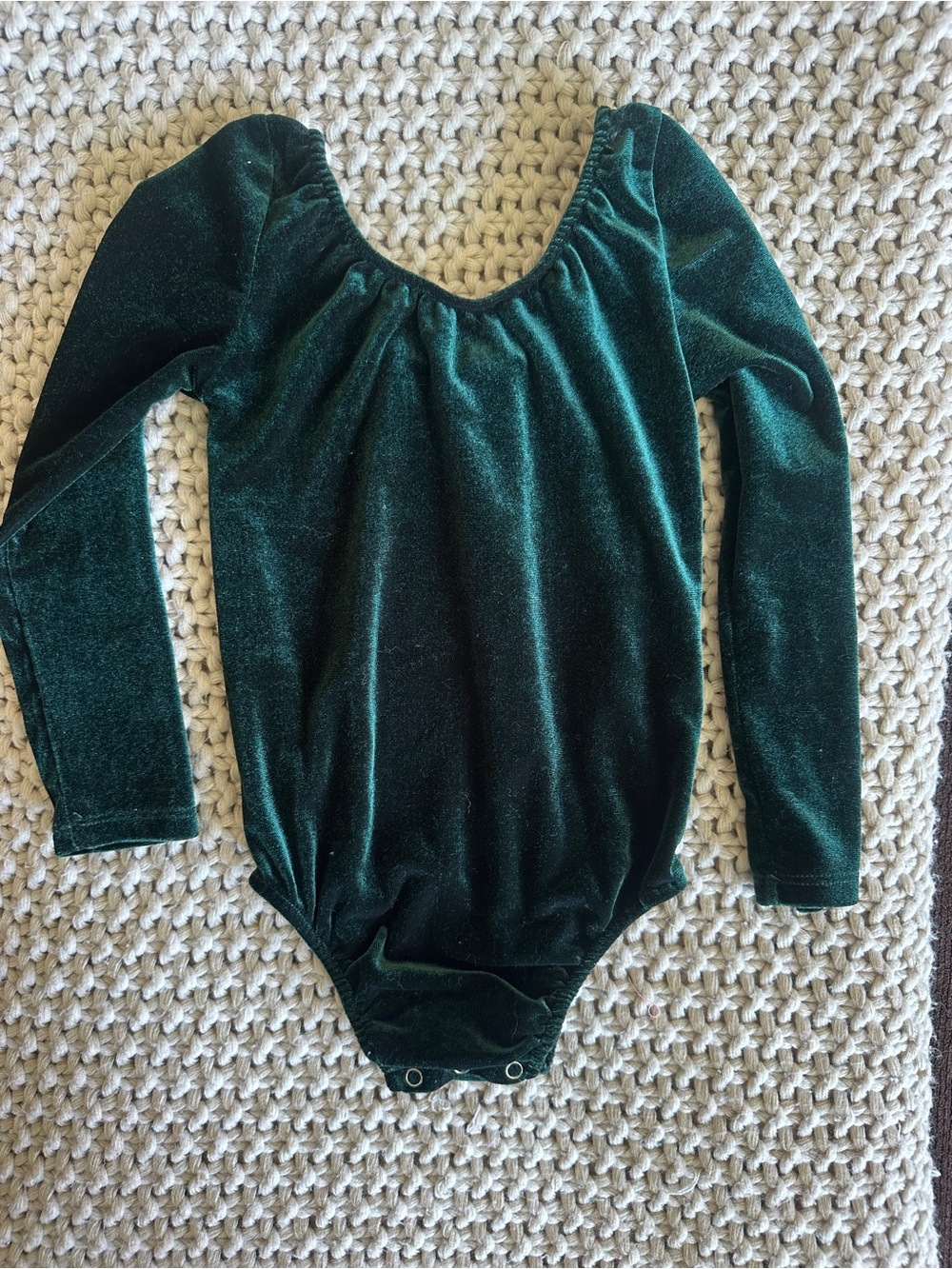 Emerald Velvet Long-Sleeve Baby One-Piece Bodysuit